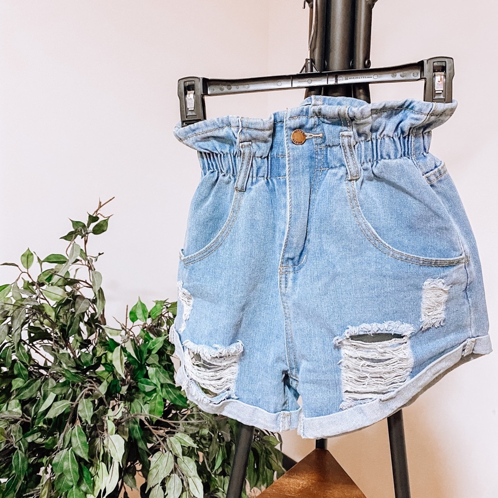 ripped paper bag shorts